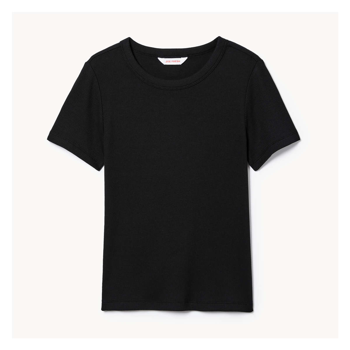 ★DRAW FIT★ Ribbed Round Neck T-Shirt [BLACK] Cotton Ribbed Round Neck Tee – FITGEAR